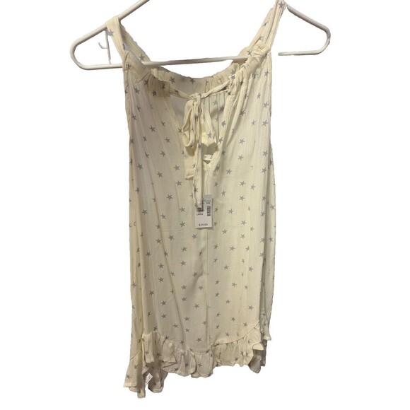 Women’s Halter Top White & Grey Stars Flowy Dressy Summer Shirt - Size Large - - Picture 2 of 5